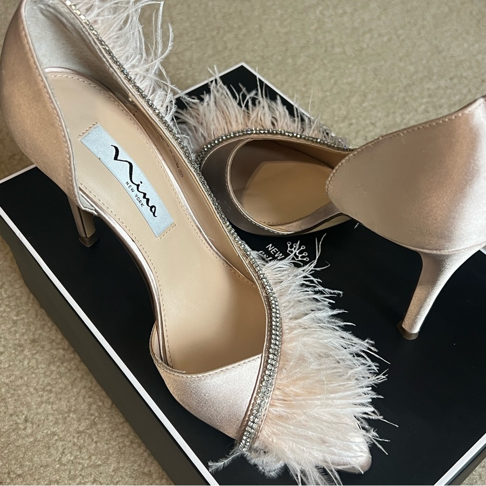 Nina Shoes Pink Delcie-pearl Rose-crystal Satin/feather